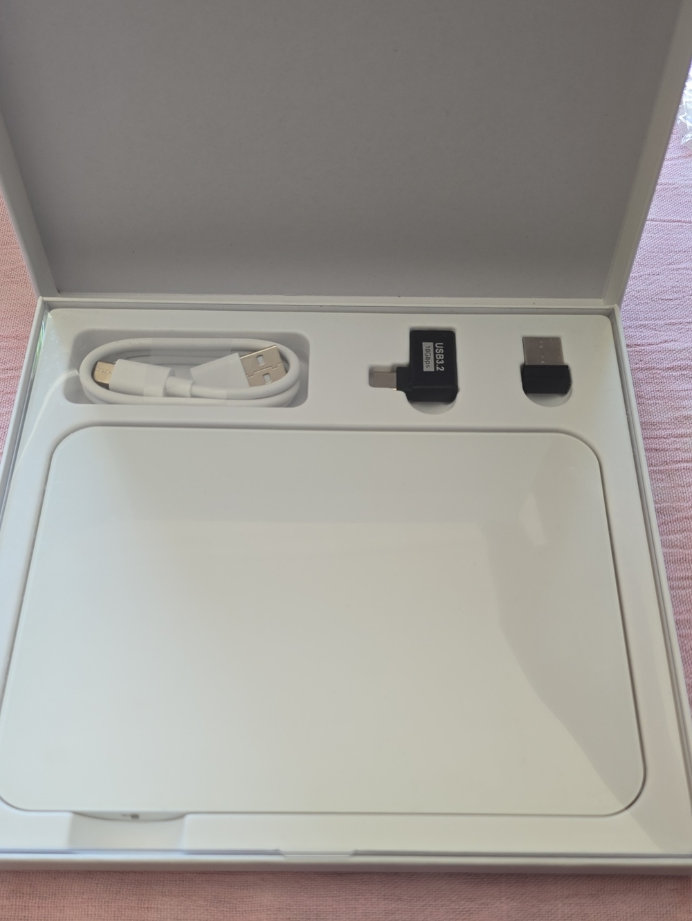 White Wireless Charger Pad with USB Cable and Adapters